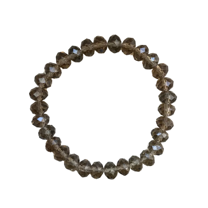 women’s luxury bracelets-Smoky Quartz Crystal Faceted Rondelle 8mm Bracelet