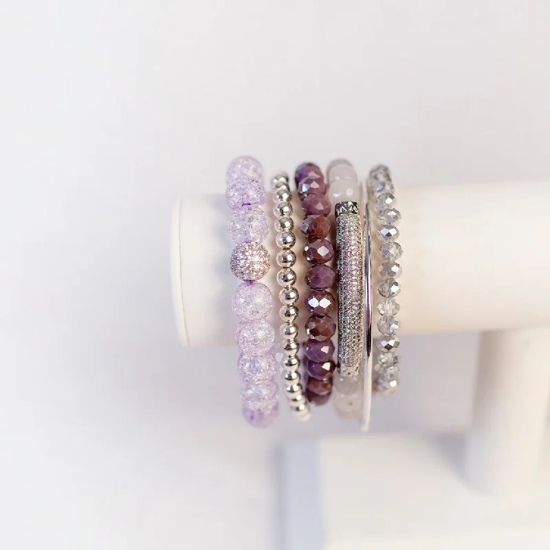 women’s oval bangles-Lavender Bracelet Stack