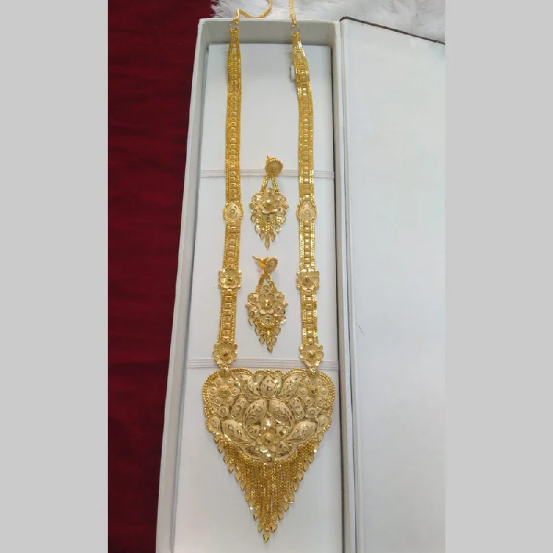 women’s diamond pendant necklaces-Pari Art Jewellery Forming Gold Long Necklace Set