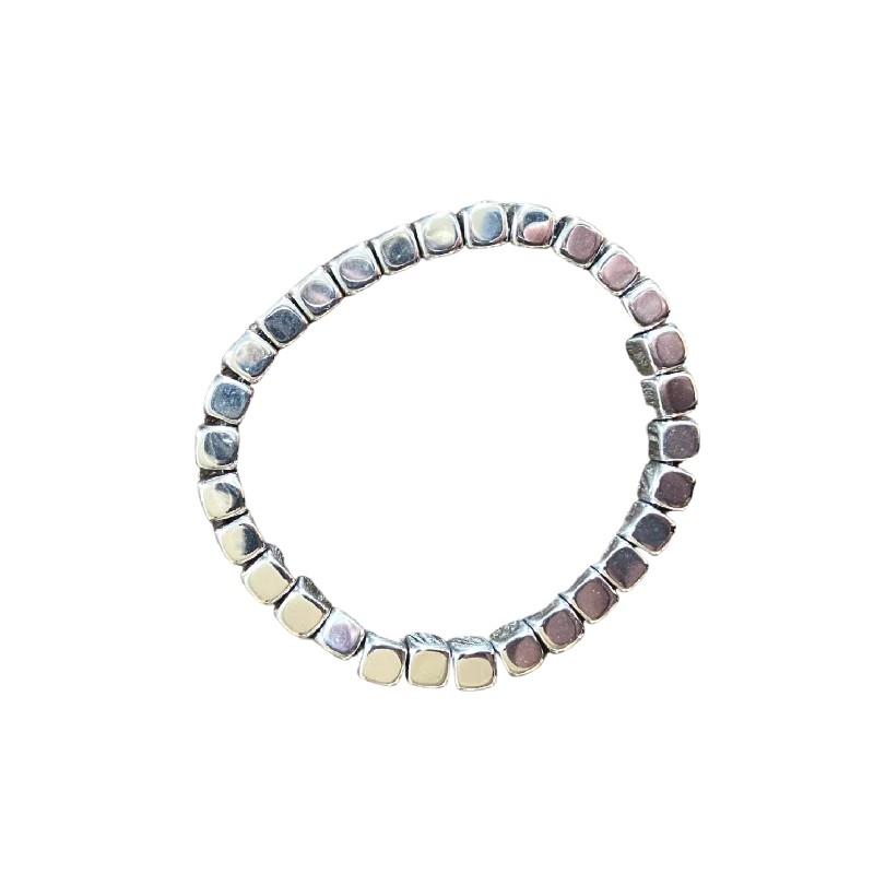 women’s pearl bracelets-Silver Square Hematite 6mm Bracelet