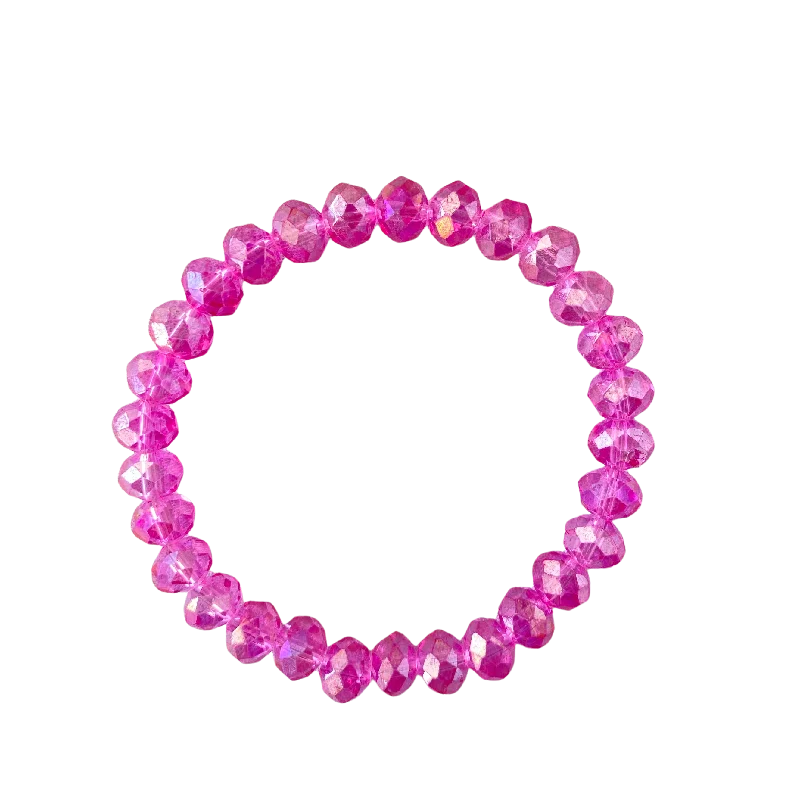 women’s wedding bracelets-Translucent Barbie Pink AB Faceted Rondelle 8mm Bracelet