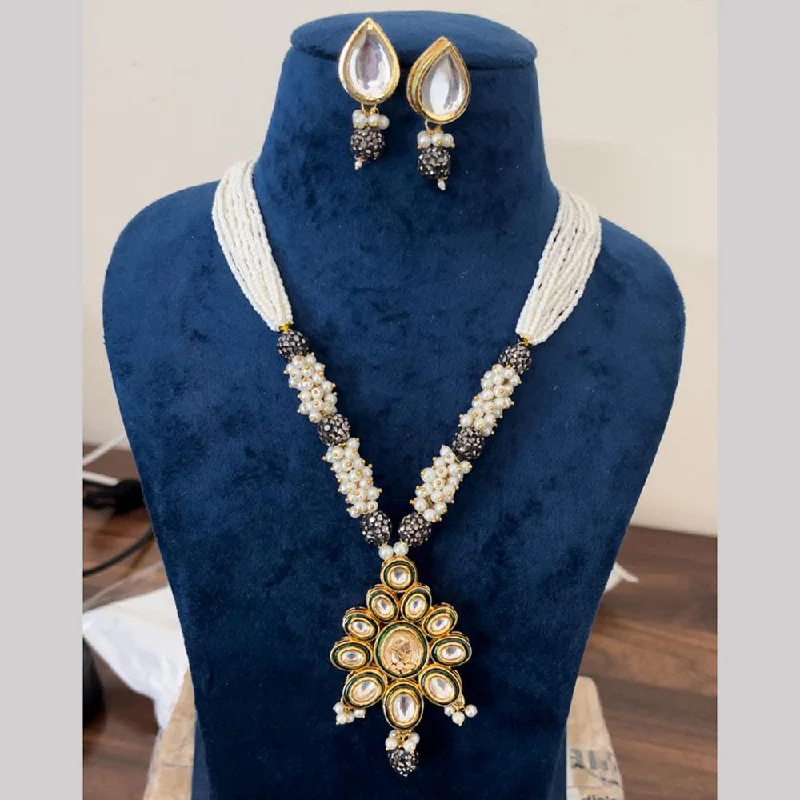 women’s layered silver necklaces-Shringarstreet Gold Plated Kundan And Pearl Necklace Set