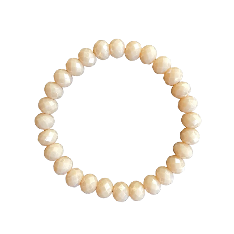 women’s custom bracelets-Shell Pink AB Faceted Rondelle 8mm Bracelet