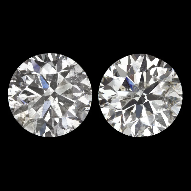 women’s designer earrings-DIAMOND STUD EARRINGS 2 CARAT ROUND BRILLIANT CUT NATURAL EARTH MINED PAIR 2ct