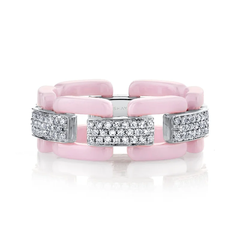 Pink Ceramic/White Gold/Dia