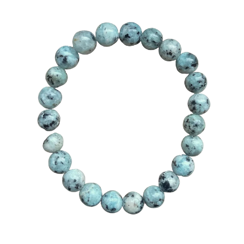 women’s hand-stamped bracelets-Pale Apatite Blue Jade 8mm Bracelet