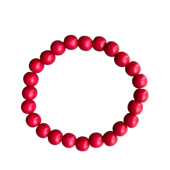 women’s wide cuff bracelets-Coral Red Wood 8mm Bracelet