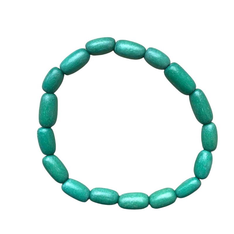 women’s luxury bangles-Jade Green Oval Wood Bracelet