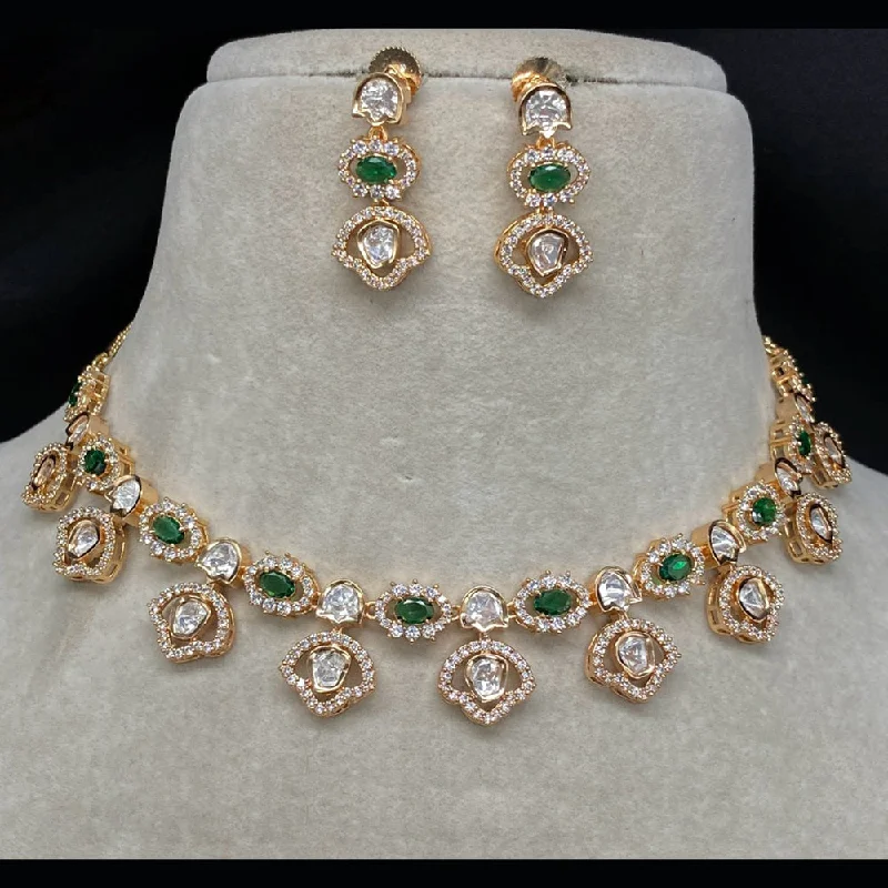 women’s matching necklaces and earrings-Amoliya Jewels Brass Polki Kundan Designer Necklace Set