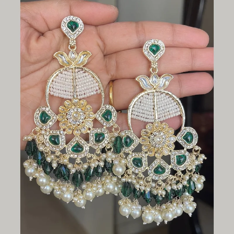 women’s vintage gold earrings-ShringarStreet Gold Plated Kundan And Pearl Dangler Earrings