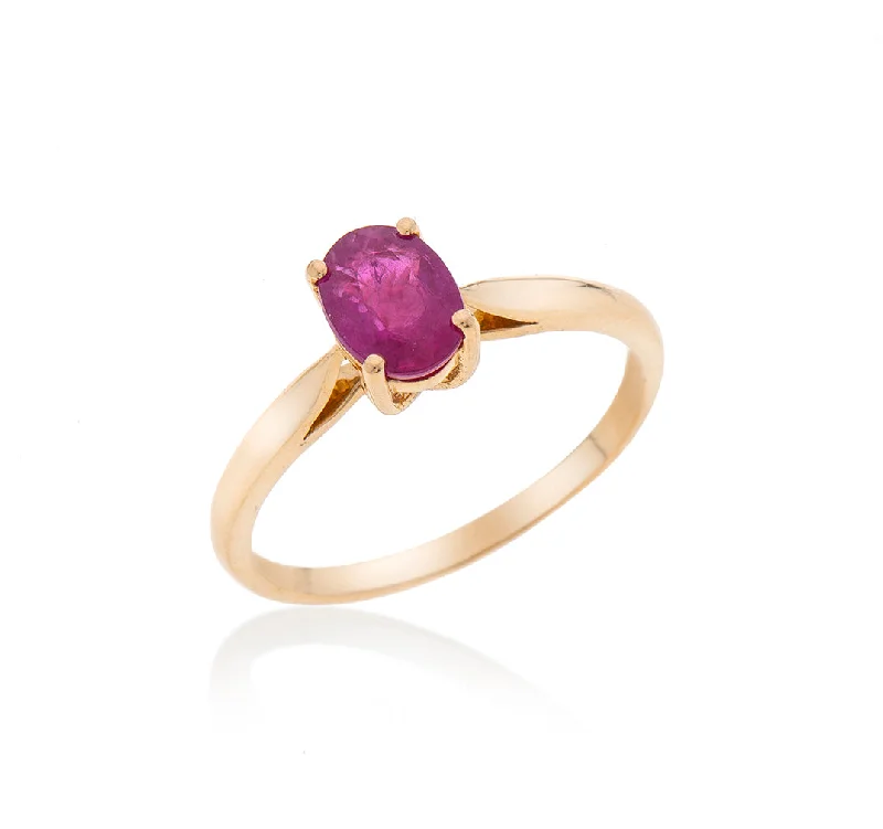 women’s sapphire engagement rings-Nava Zahavi Yellow Gold Radiant Ruby Ring