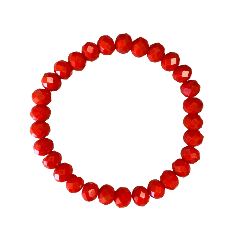 women’s luxury bangles-Orange Faceted Rondelle 8mm Bracelet