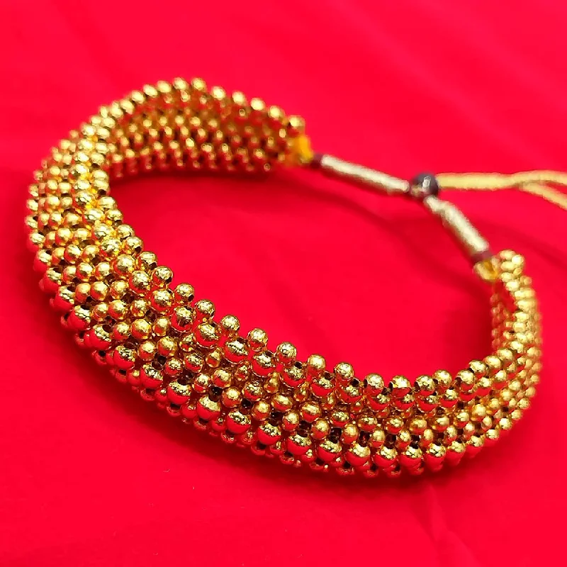 women’s trendy pendant necklaces-Pooja Bangles Gold Plated Pearl Choker Necklace Set