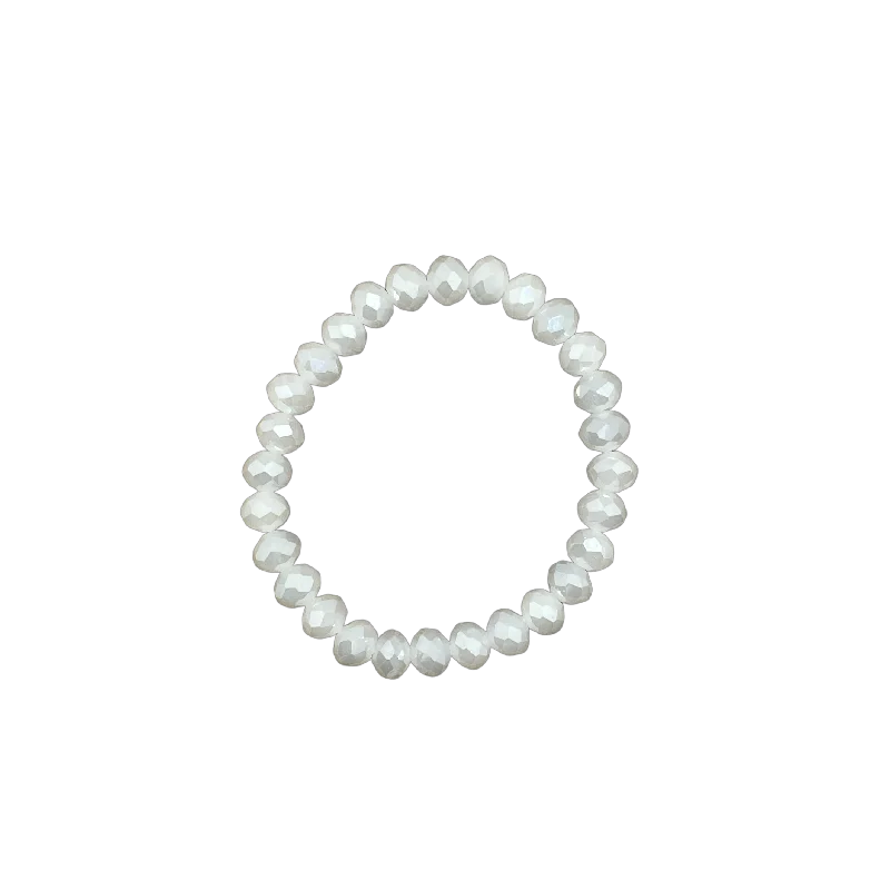 women’s vintage bracelets-Light Grey Faceted Rondelle 8mm Bracelet