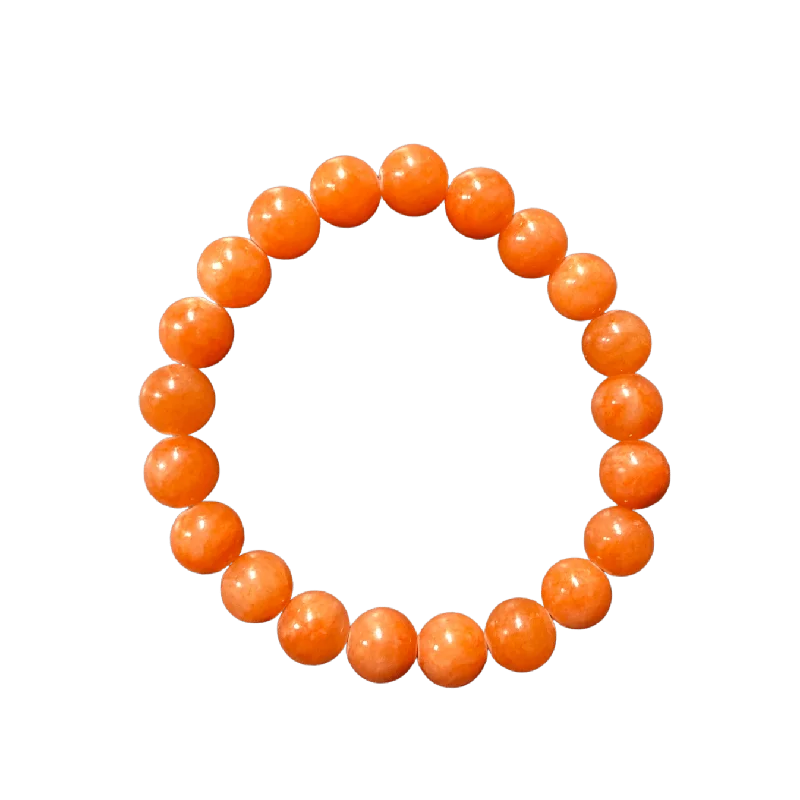 women’s gold bracelets-Salmon Orange Mountain Jade 8mm Bracelet