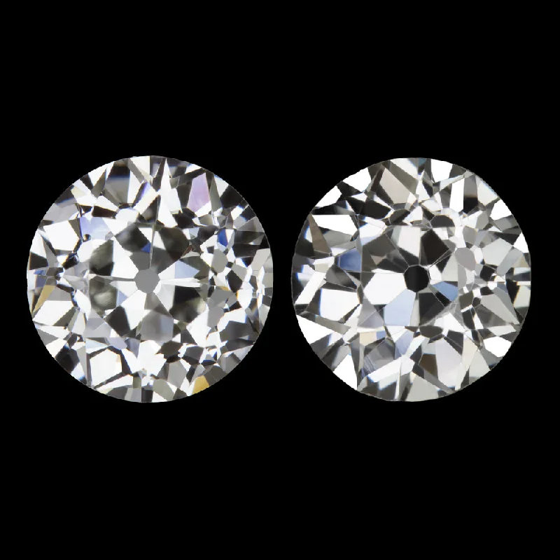 women’s vintage drop earrings-2.19ct OLD EUROPEAN CUT DIAMOND STUD EARRINGS CERTIFIED J VS LOOSE PAIR VINTAGE