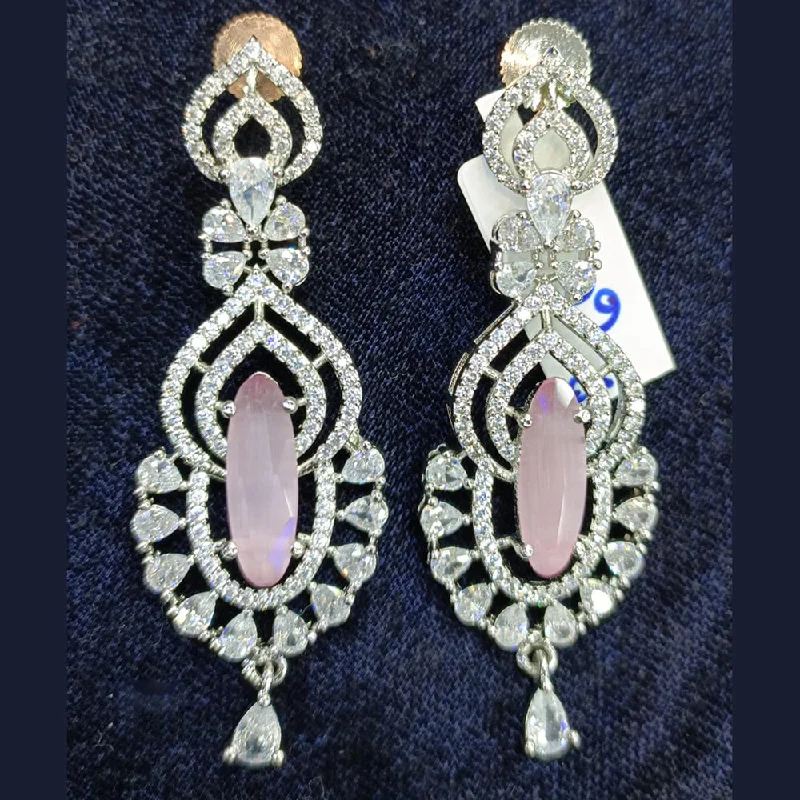 women’s bridal earrings-Jain Jewellers Silver Plated AD Dangler Earrings