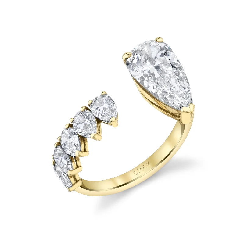 women’s diamond bands-DIAMOND FLOATING ELONGATED PEAR RING