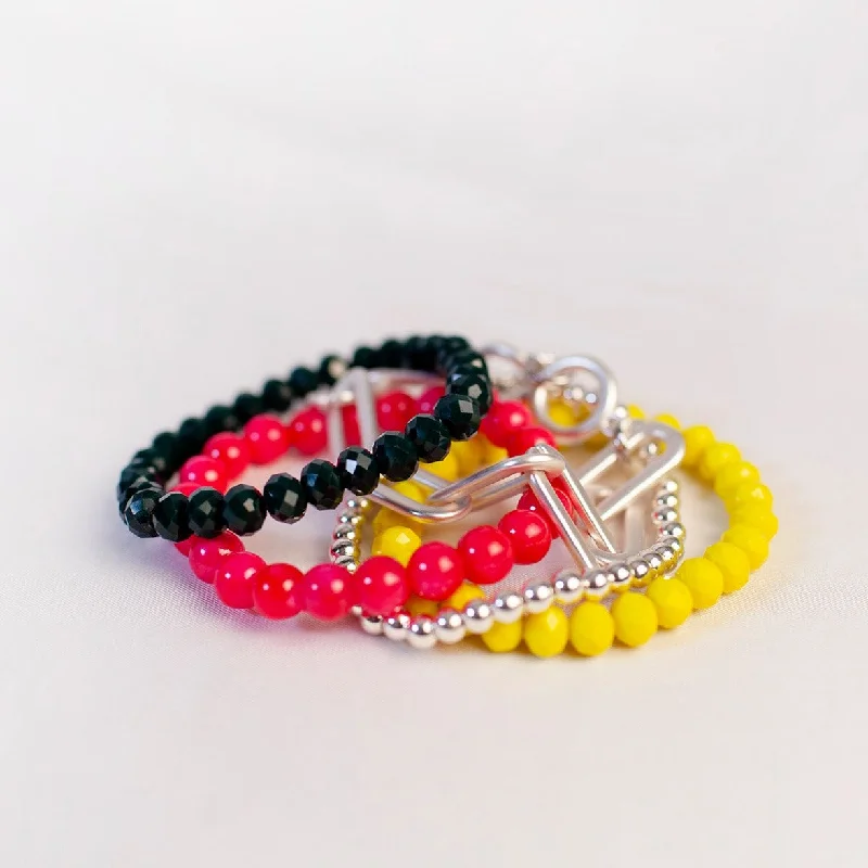 women’s beaded bracelets-Raspberry Acid Winter Bracelet Stack