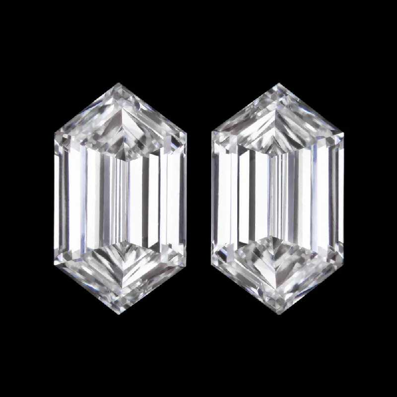 women’s round earrings-2.30ct HEXAGON SHAPE LAB CREATED DIAMOND STUD EARRINGS ELONGATED E-F VVS-VS PAIR