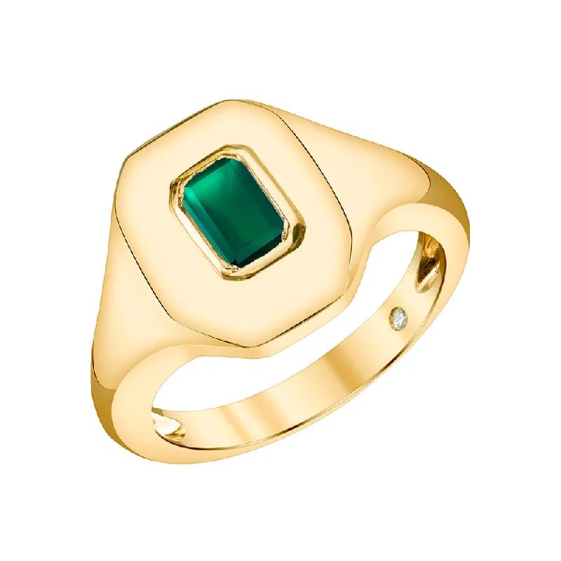 women’s diamond bands-EMERALD BAGUETTE PINKY RING