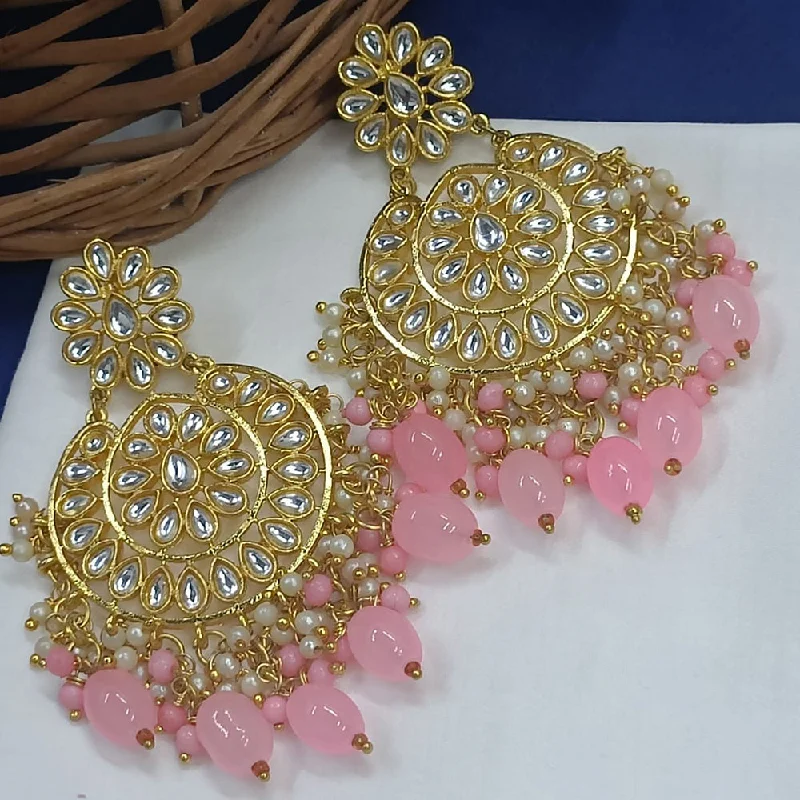 women’s pearl earrings-Exotica Collection Gold Plated Kundan Dangler Earrings