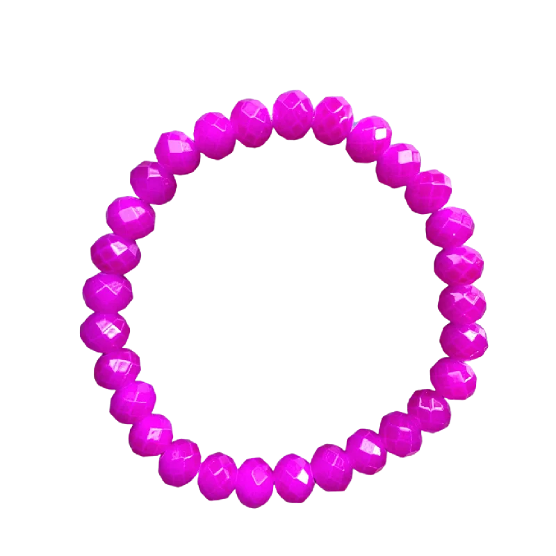 women’s stackable bangles-Fuchsia Faceted Rondelle 8mm Bracelet