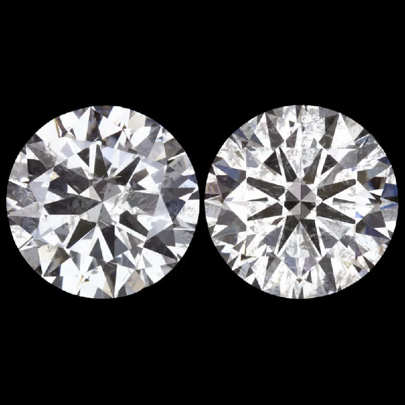 women’s elegant drop earrings-4.10ct VERY GOOD CUT DIAMOND STUD EARRINGS NATURAL MATCHING PAIR ROUND 4 CARAT