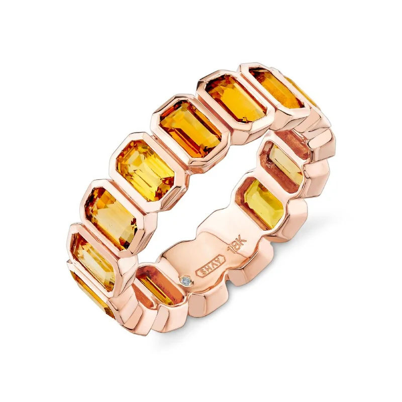 women’s simple rings-YELLOW SAPPHIRE & CITRINE BEZEL ETERNITY BAND