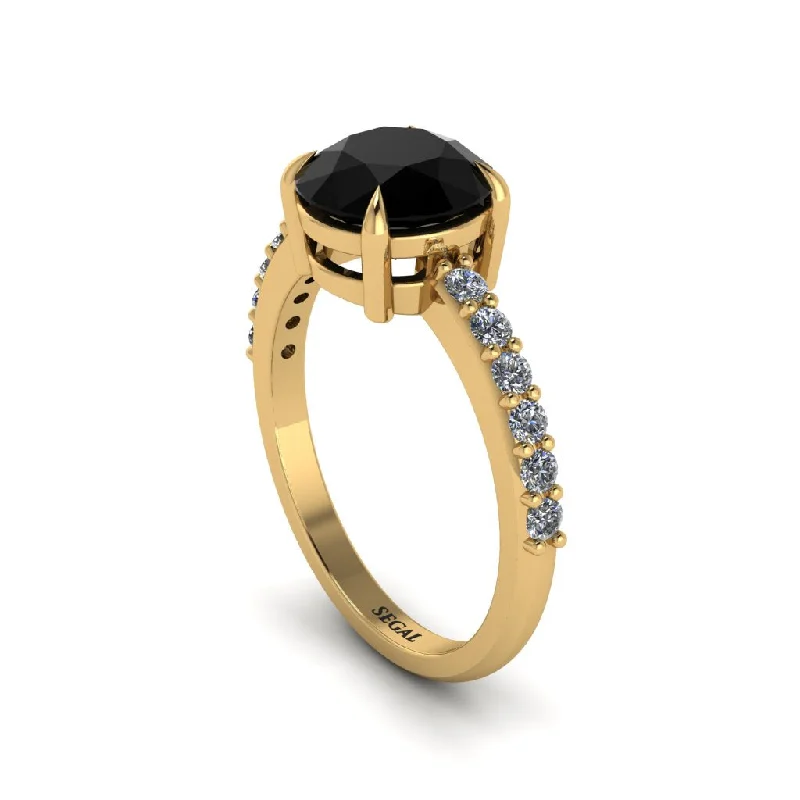 women’s elegant diamond engagement rings-Traditional Black Diamond Engagement Ring - Elaine No. 7