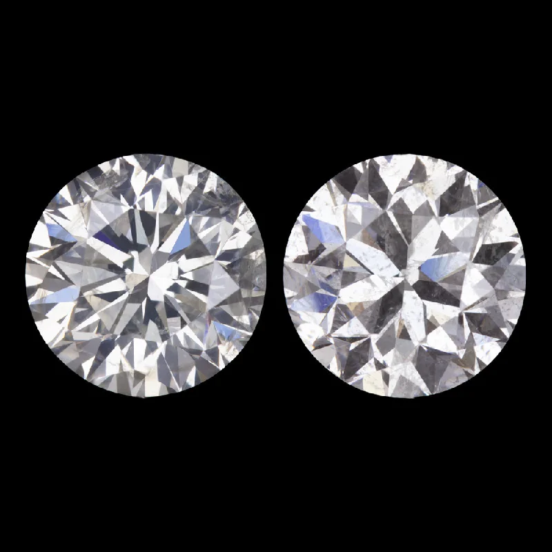 women’s heart stud earrings-2.11ct ROUND BRILLIANT CUT NATURAL DIAMOND STUD EARRINGS MATCHING PAIR CLASSIC