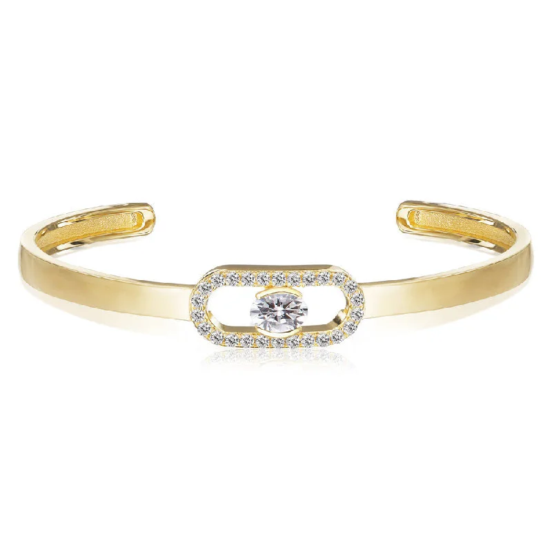 women’s personalized charm bracelets-Ellisse Carezza 18K Gold Plated Bangle w. Zirconia