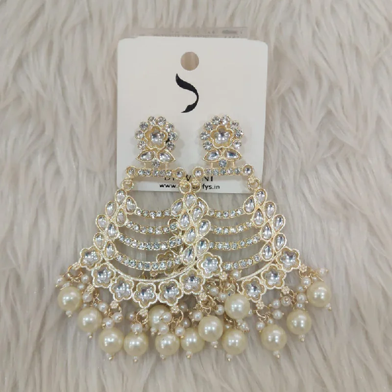 women’s trendy drop earrings-Dhwani Gold Plated Kundan And Austrian Stone Dangler Earrings