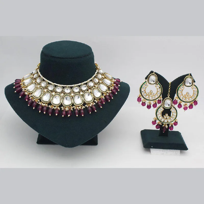 women’s statement necklaces-Manisha Jewellery Gold Plated Kundan Stone Necklace Set