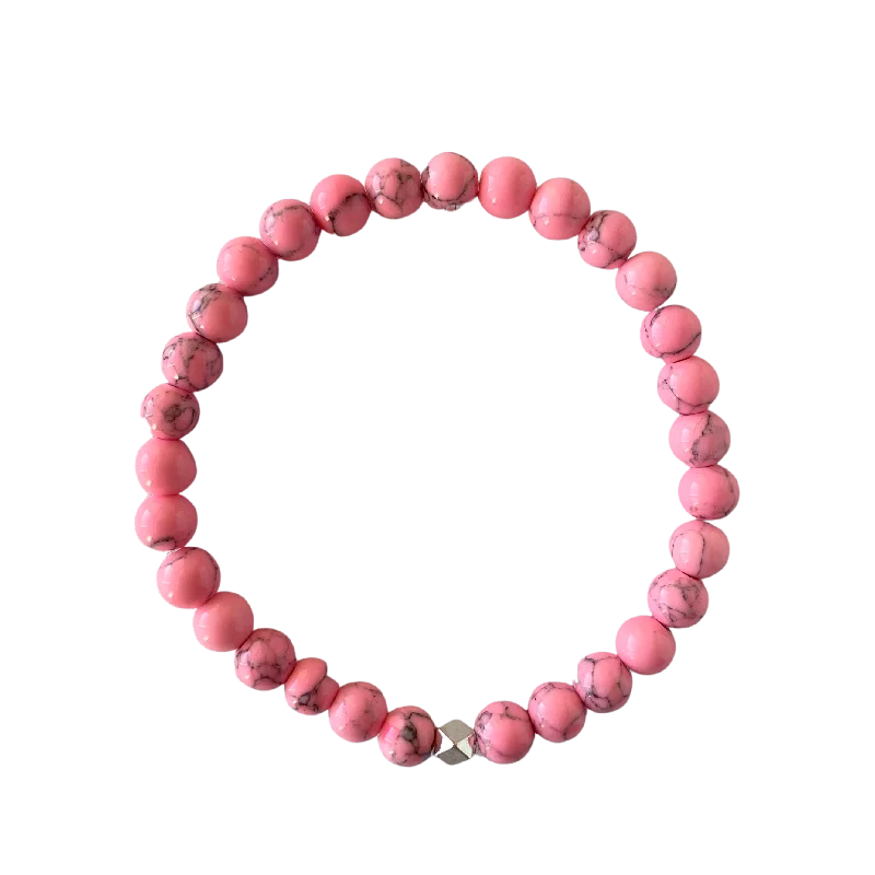 women’s bangles with diamonds-Neon Pink Magnesite 6mm Bracelet