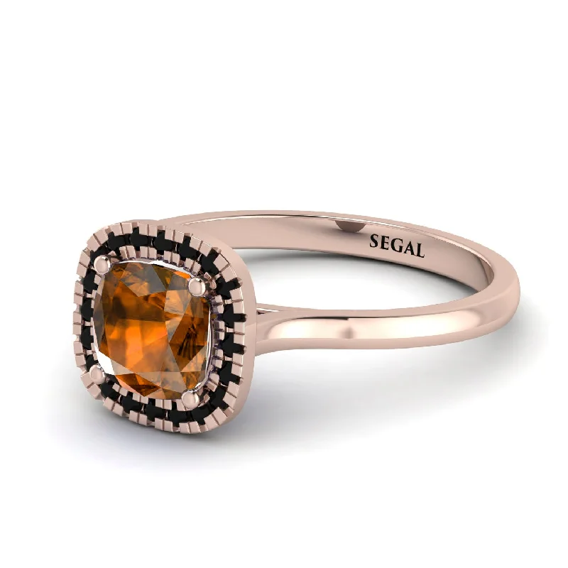 women’s colorful engagement rings-Vintage Classic Halo Cushion Brown Diamond Ring - Skylar No. 1108