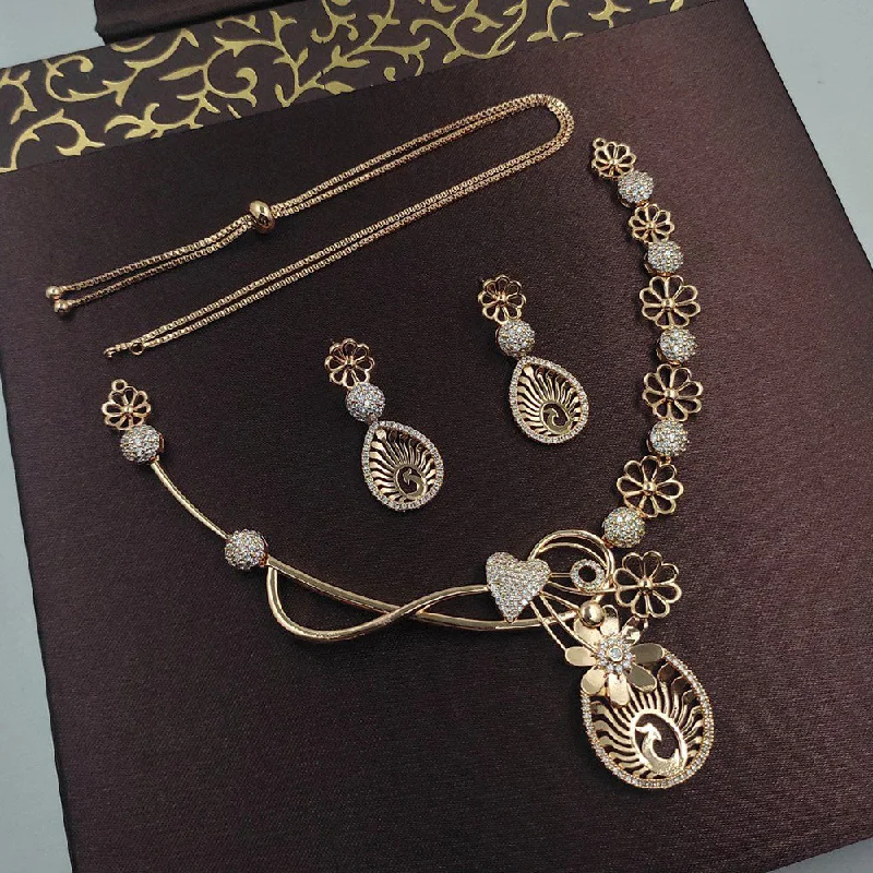 women’s delicate gold necklaces-Aamrapali Gold Plated Austrian Stone Necklace Set