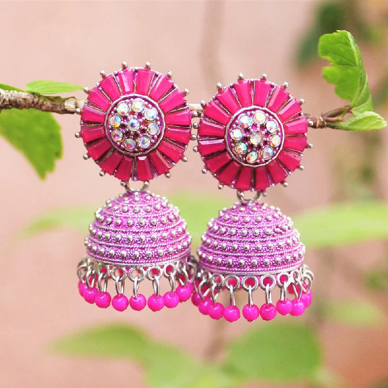 women’s custom earrings-H K Fashion Austrian Stone And Beads Jhumki Earrings