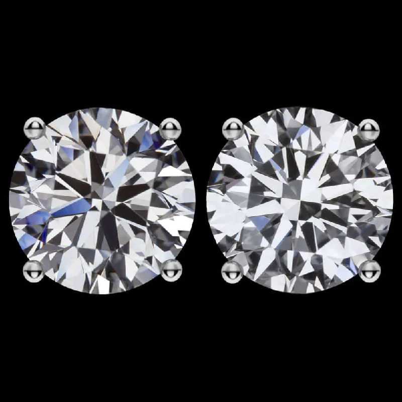 women’s heart stud earrings-4 CARAT LAB CREATED DIAMOND STUD EARRINGS CERTIFIED G VS1 PAIR EXCELLENT ROUND