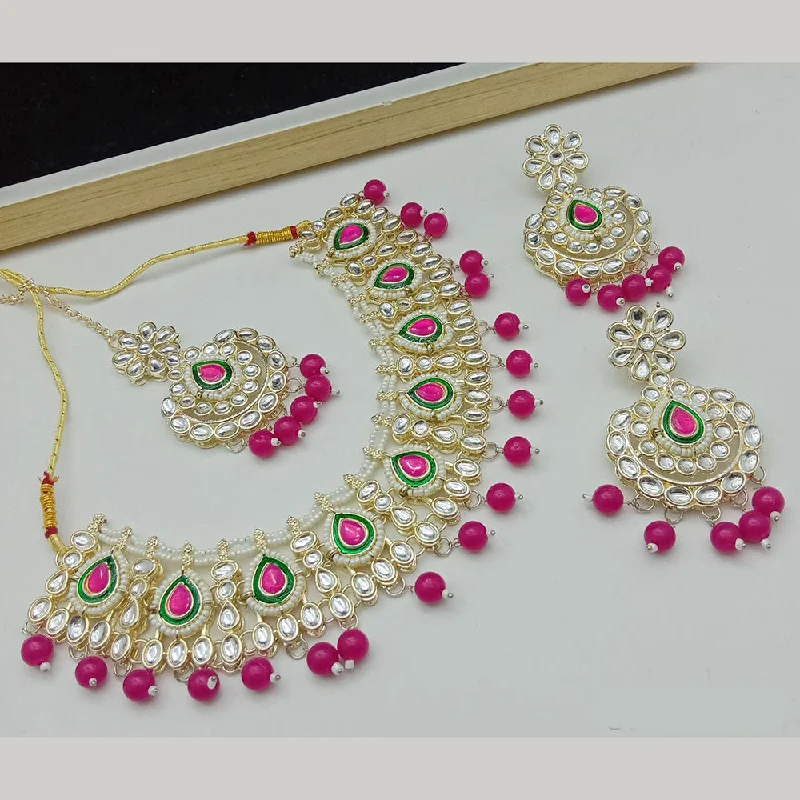 women’s matching necklaces and earrings-SP Jewellery Gold Plated Kundan Stone Necklace Set