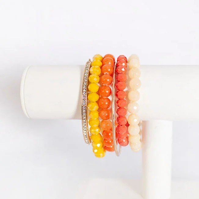 women’s sterling silver bracelets-Yellow Orange Spring Bracelet Stack