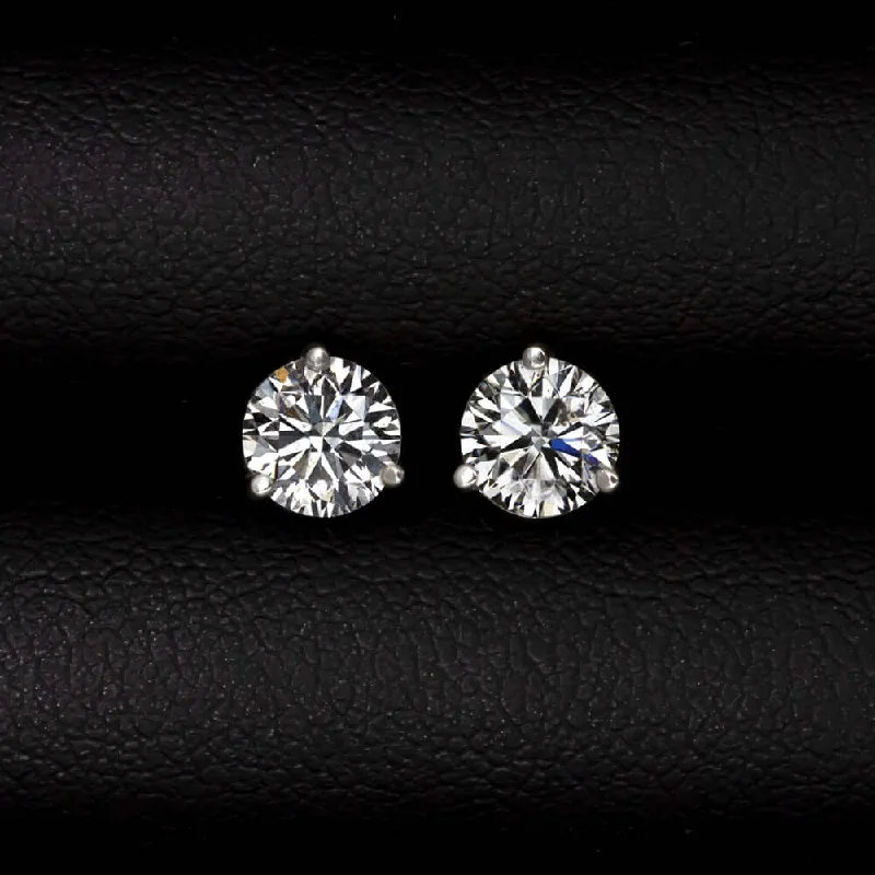 women’s wedding earrings-1.43ct F-G SI NATURAL DIAMOND STUD EARRINGS CLASSIC WHITE GOLD ROUND BRILLIANT