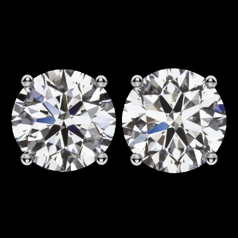 women’s minimalist earrings-4 CARAT LAB CREATED DIAMOND STUD EARRINGS PLATINUM CERTIFIED EXCELLENT ROUND CUT