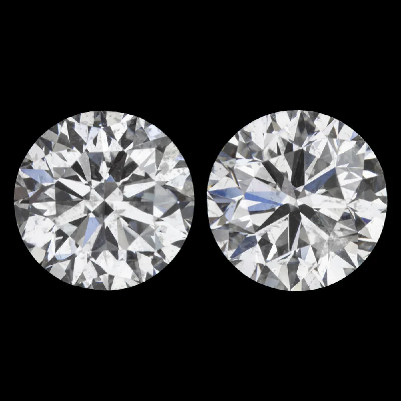 women’s gold stud earrings-3ct DIAMOND STUD EARRINGS VERY GOOD ROUND BRILLIANT CUT NATURAL MATCHING PAIR