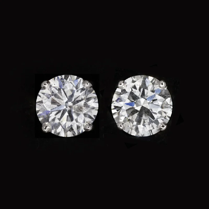 women’s statement earrings-2.65ct CERTIFIED F-G SI DIAMOND STUD EARRINGS ROUND BRILLIANT CUT 14k WHITE GOLD