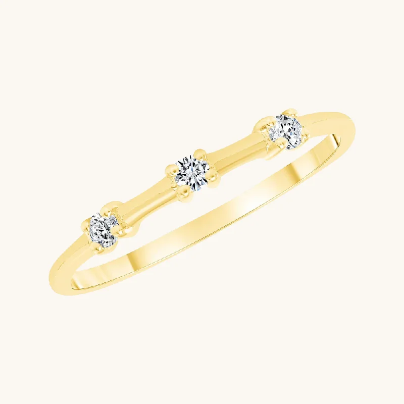 women’s minimalist engagement rings-Un Deux Trois Diamond Ring