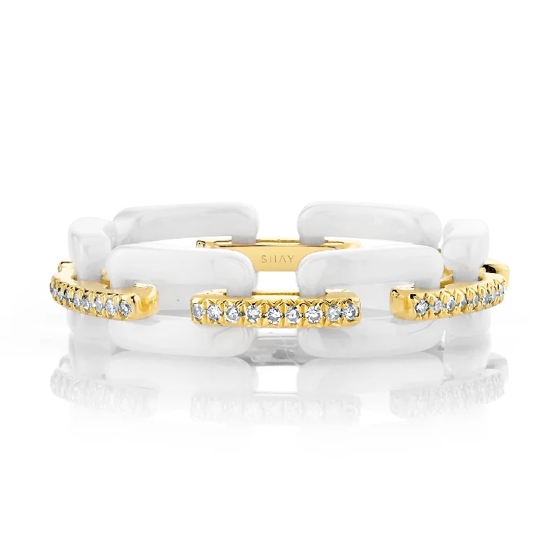 White Ceramic/Yellow Gold/Dia