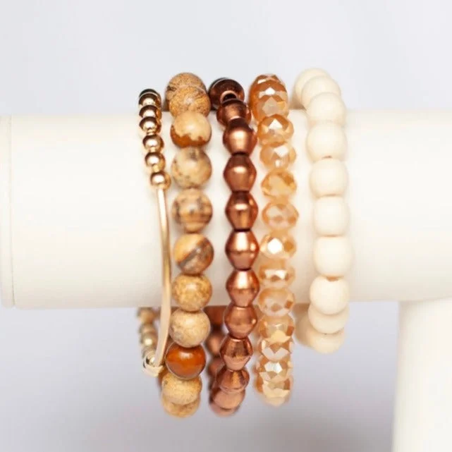 women’s premium bracelets-Chai Latte Bracelet Stack