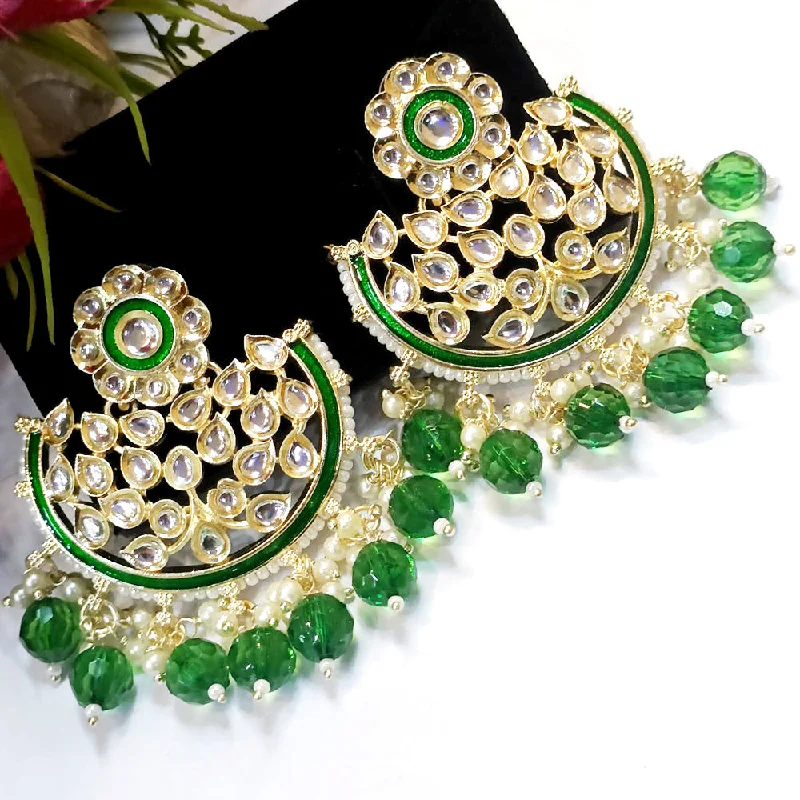 women’s emerald earrings-Exotica Collection Gold Plated Kundan Dangler Earrings