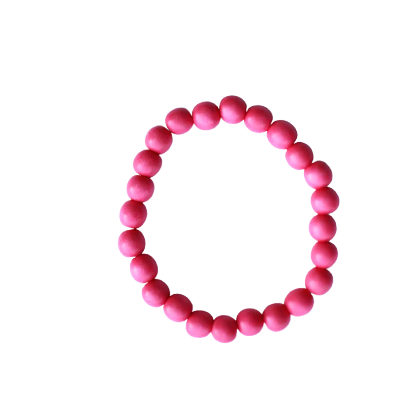 women’s colorful bangles-Shocking Pink Wood 8mm Bracelet